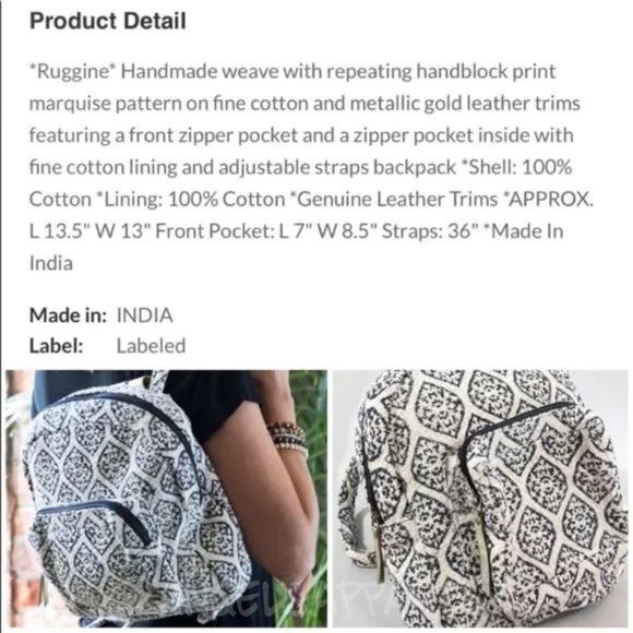 Beautiful Marquis Pattern Backpack, Handmade by:Ruggine, NEW✔️ - Picture 6 of 9